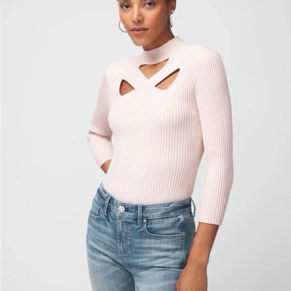 NWOT WHITE HOUSE BLACK MARKET Elegant Women's Pink Cut-Out Top